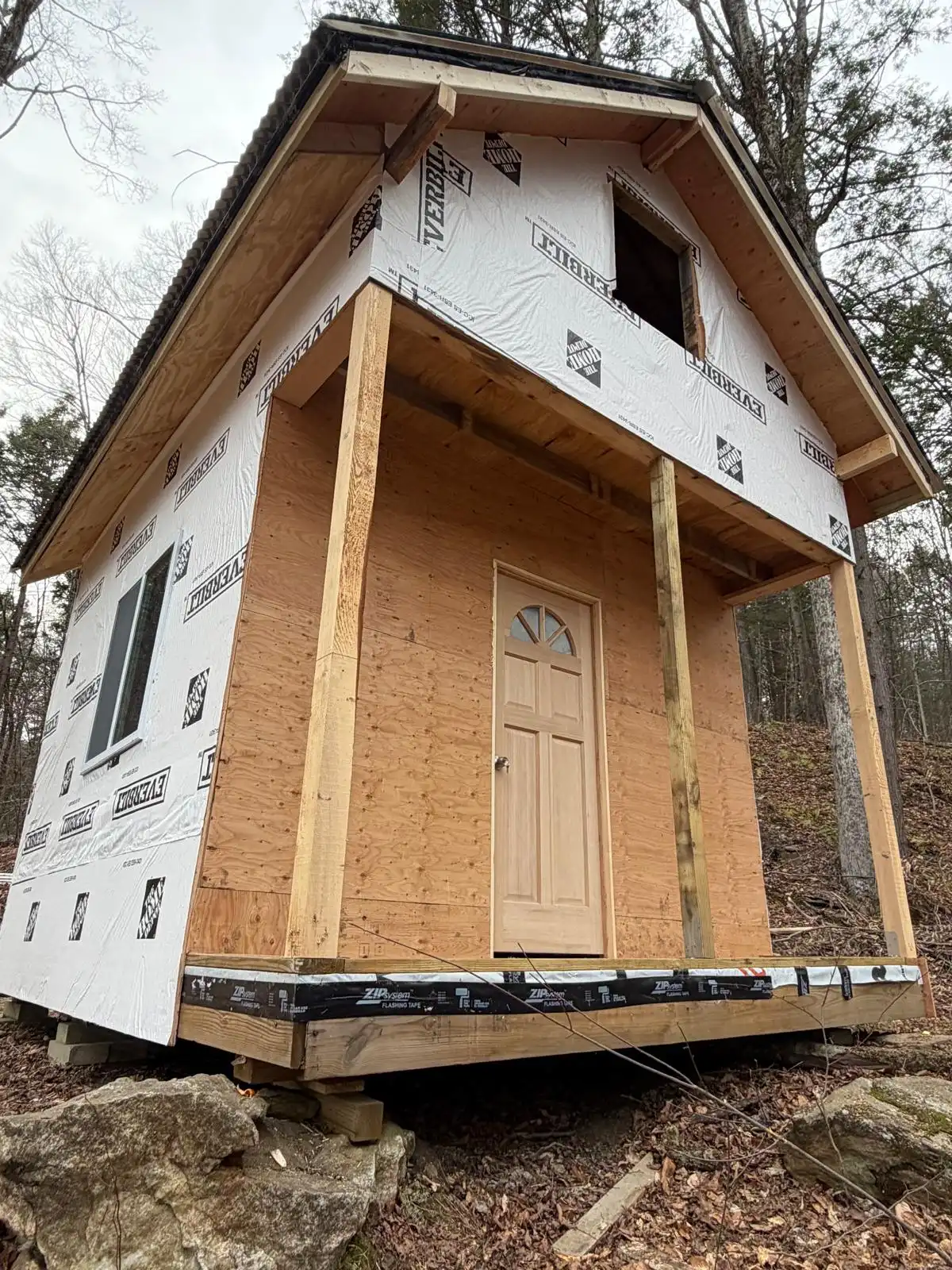 Deck framing detail on a residential build in New Hampshire, New Generation General Construction