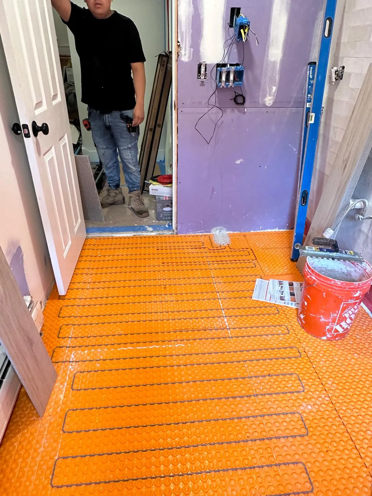 Tiled walk in shower with glass enclosure, bathroom remodeling in New Hampshire, New Generation General Construction