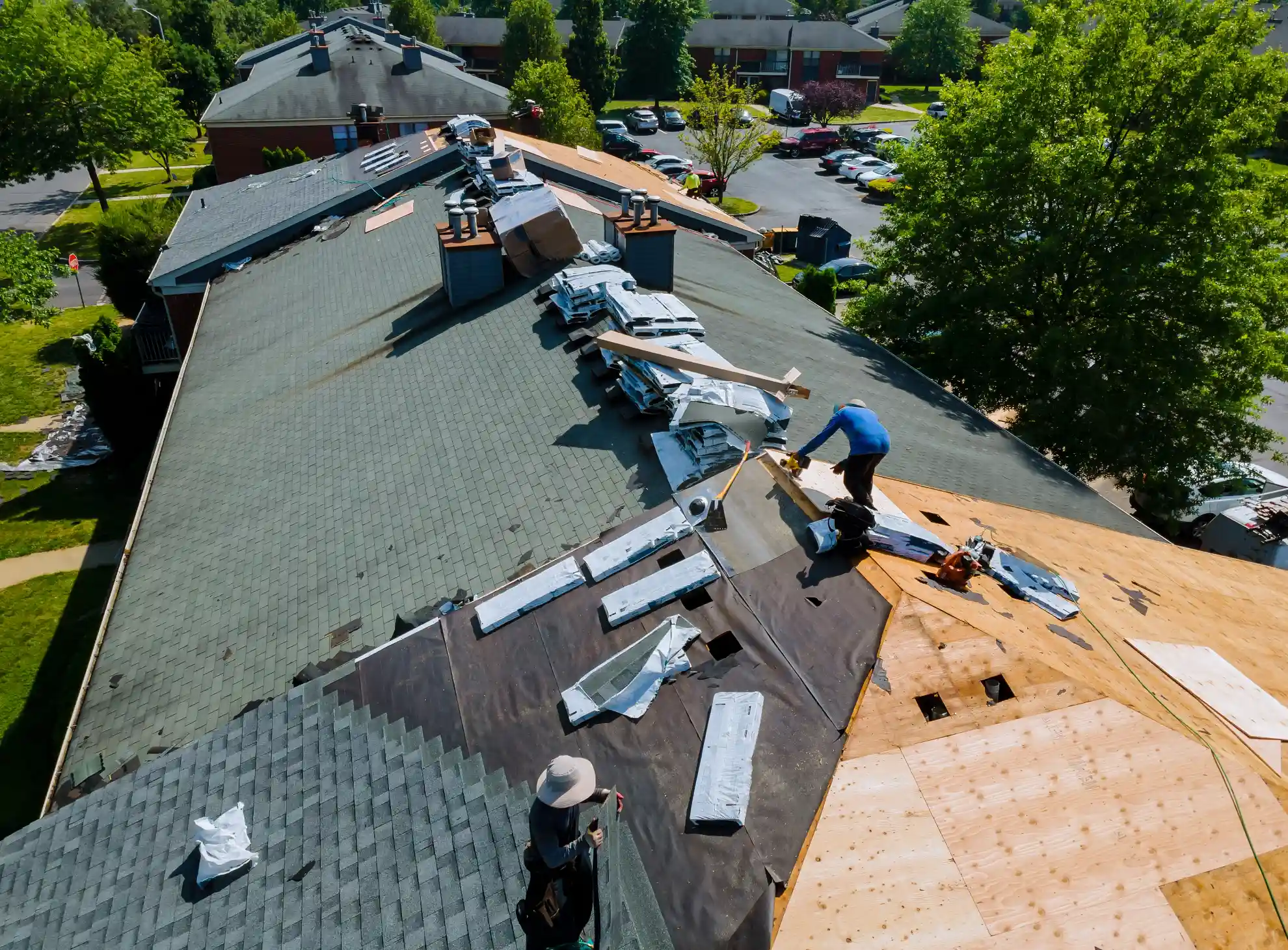 Chimney flashing detail on a New Hampshire roof, New Generation General Construction